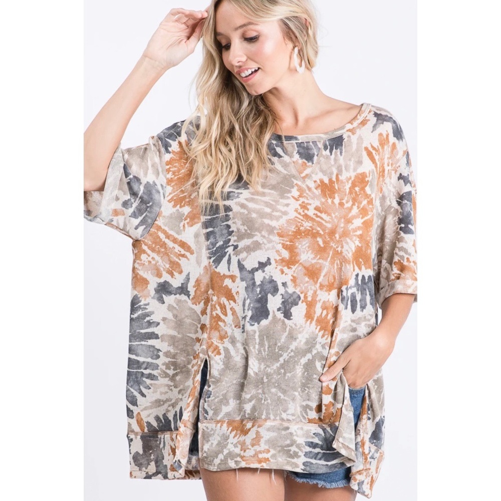 Feelin' Groovy Floral Tie Dye Top